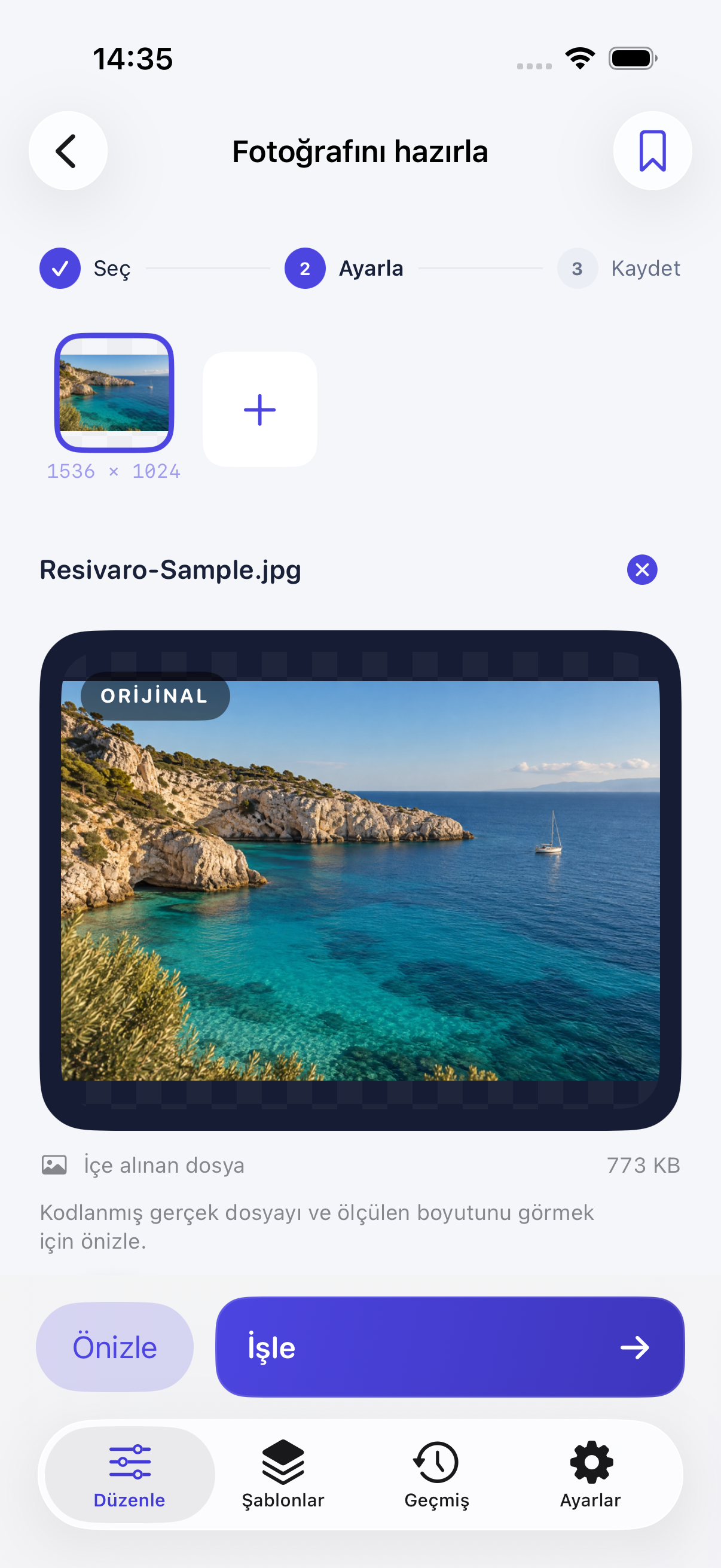 Resivaro gerçek fotoğraf düzenleyici ekranı