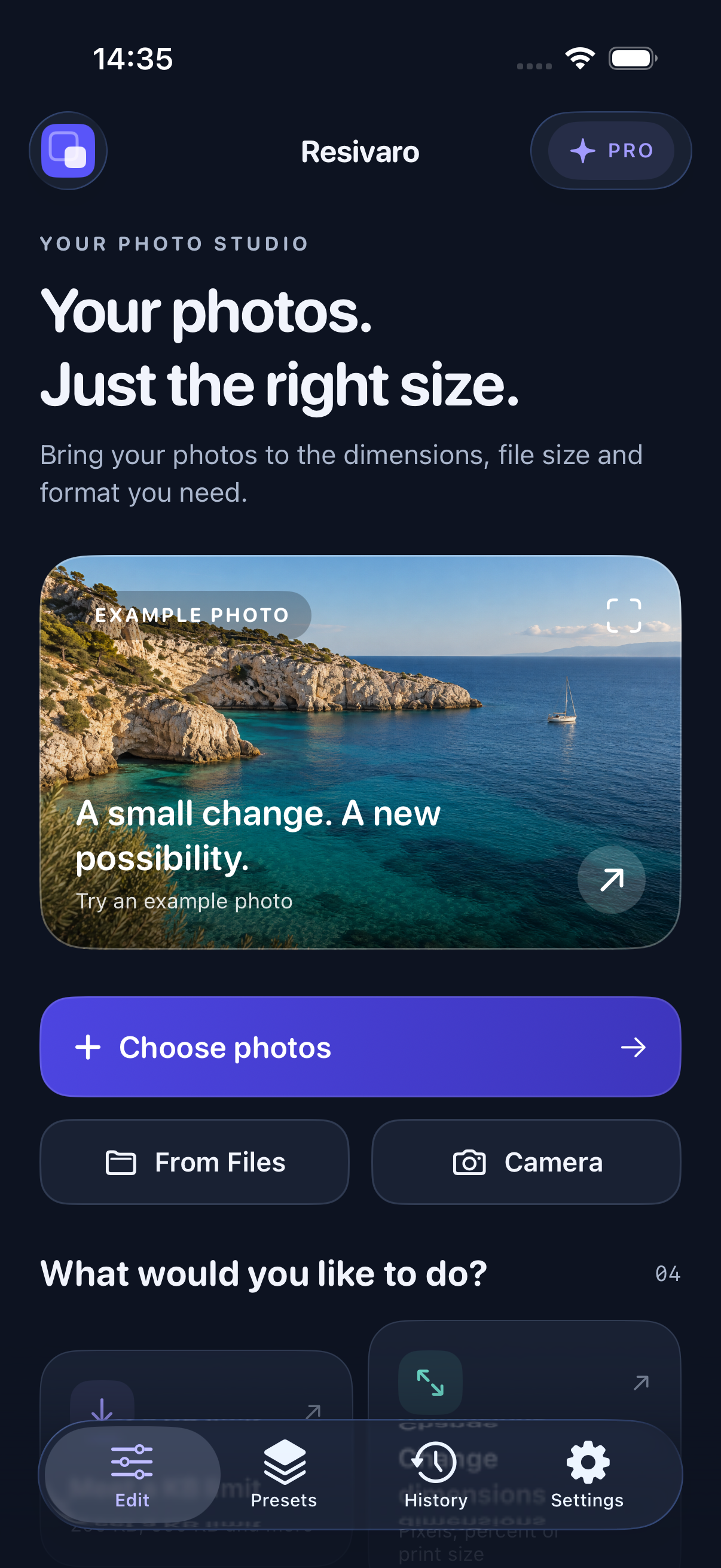 Actual Resivaro home screen
